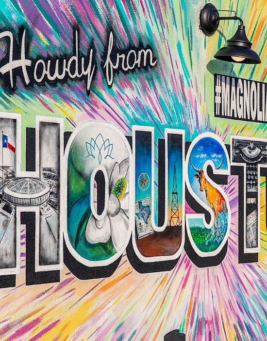 A colorful mural with 