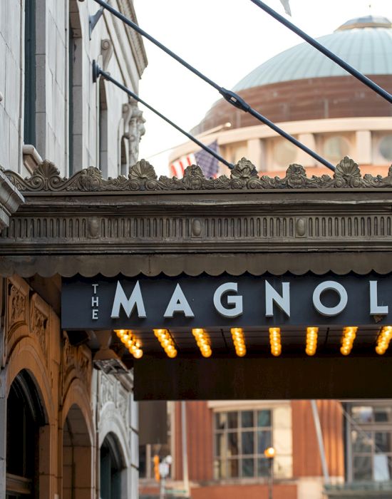 A marquee sign reads 